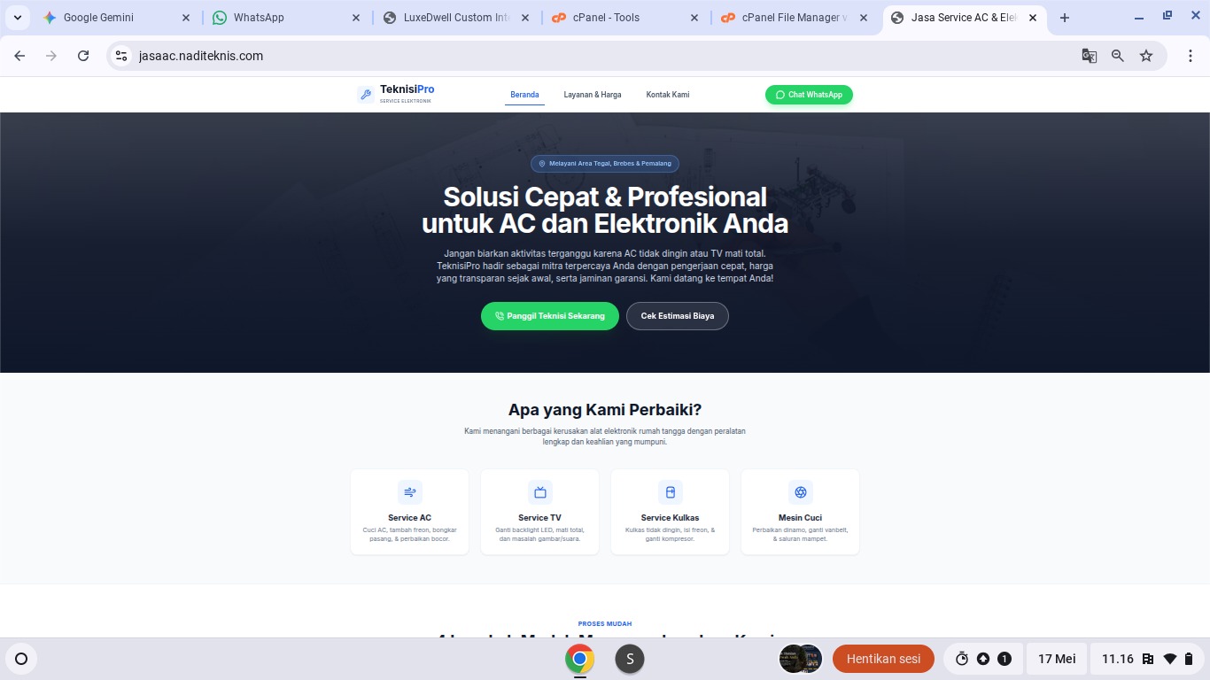 Website Jasa AC Nadi Teknis